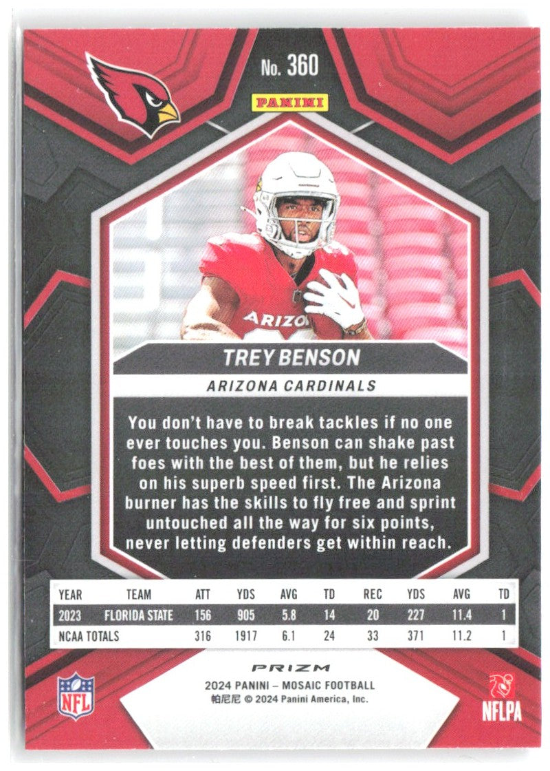 Trey Benson Panini Mosaic - Mosaic Camo Pink 360 2024 Arizona Cardinals