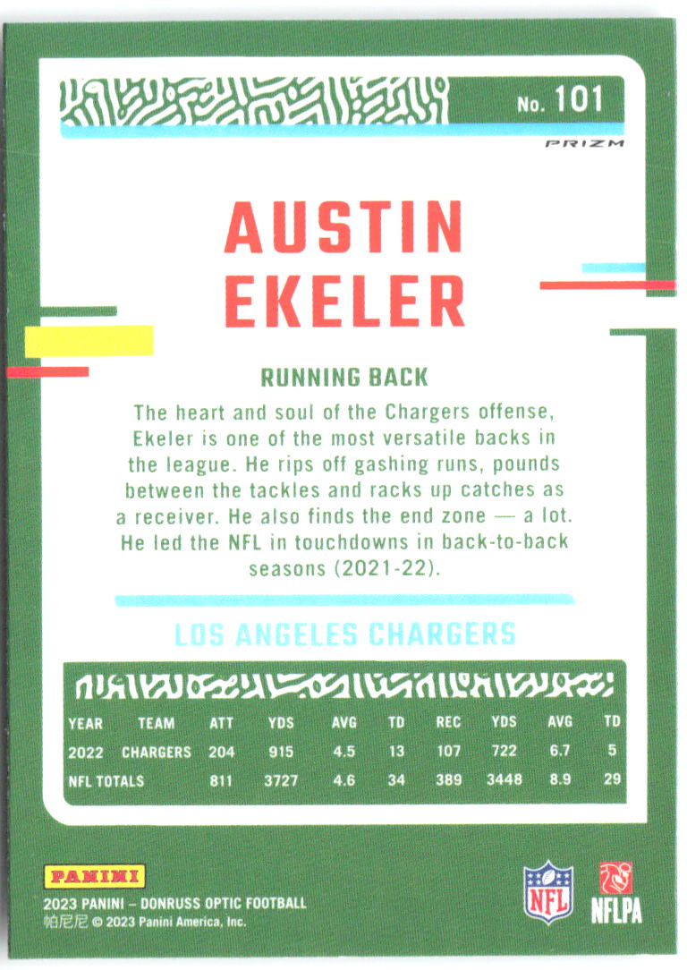 Austin Ekeler Donruss Optic - Holo 101 2023 Los Angeles Chargers