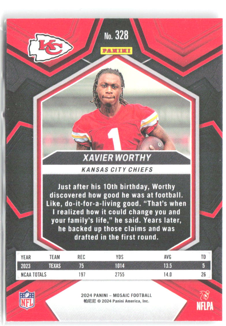 Xavier Worthy Panini Mosaic 328 2024 Kansas City Chiefs RC