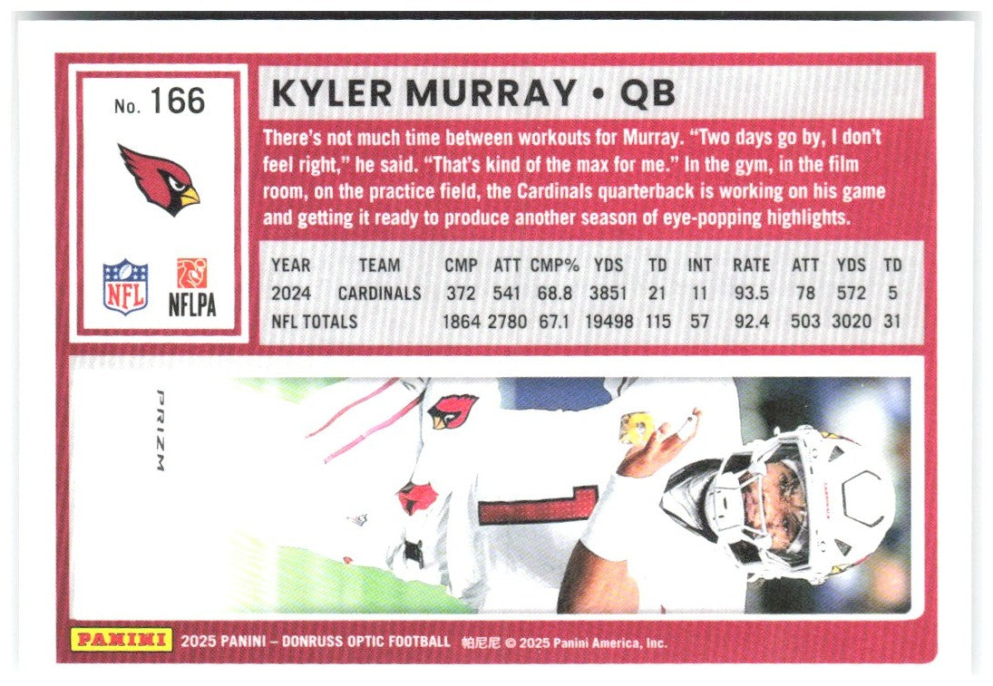 Kyler Murray Donruss Optic - Holo 166 2025 Arizona Cardinals