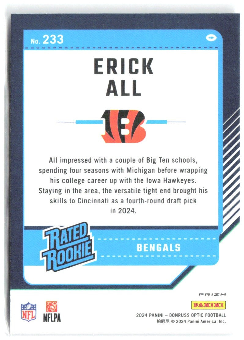 Erick All Jr. Donruss Optic - Holo 233 2024 Cincinnati Bengals