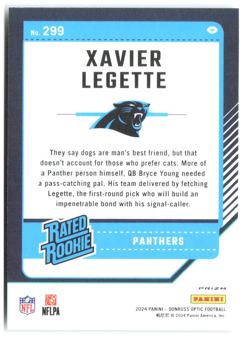 Xavier Legette Donruss Optic - Green Hyper 299 2024 Carolina Panthers