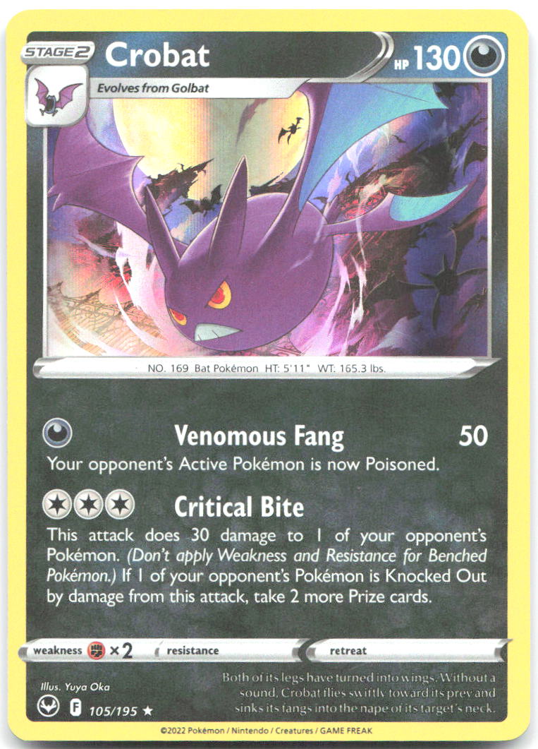Crobat Holo Rare SWSH12 Silver Tempest 105/195 NM Yuya Oka
