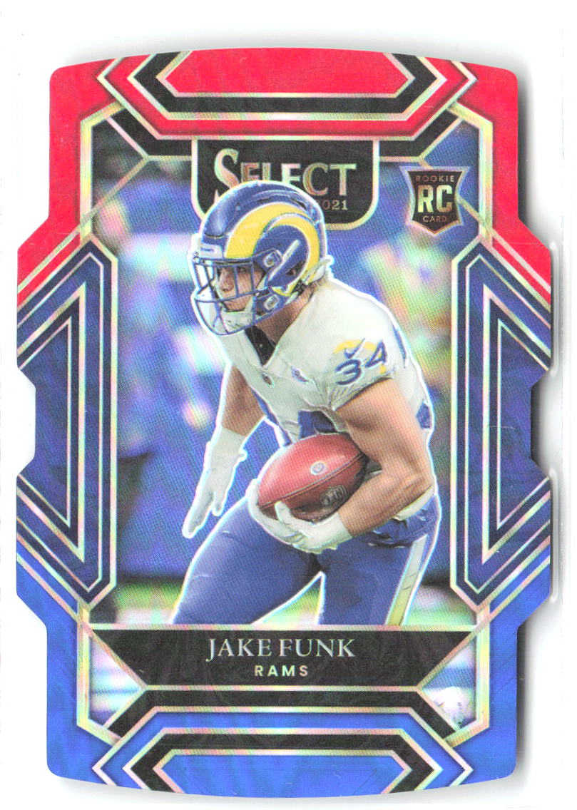 Jake Funk Panini Select - Red and Blue Prizm Die Cut 299 2021 Los Angeles Rams