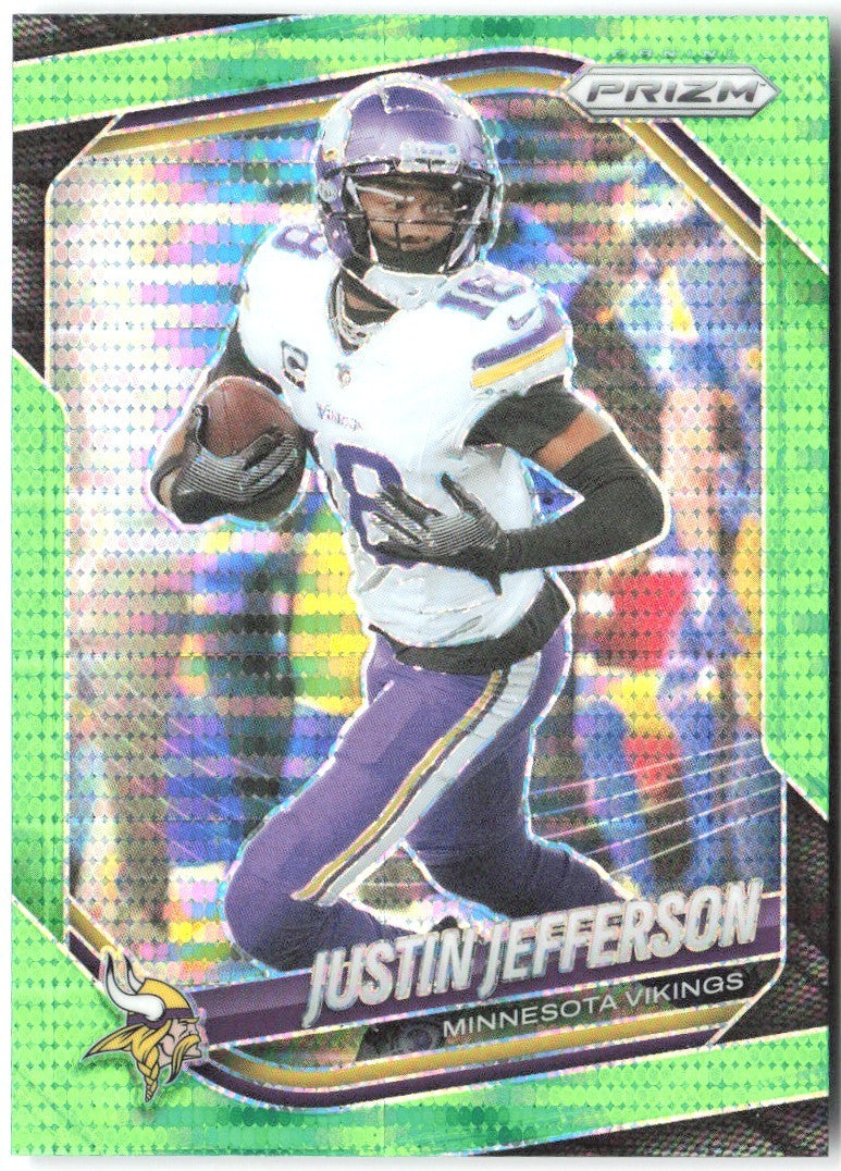 Justin Jefferson Panini Prizm - Neon Green Pulsar 81 2025 Minnesota Vikings