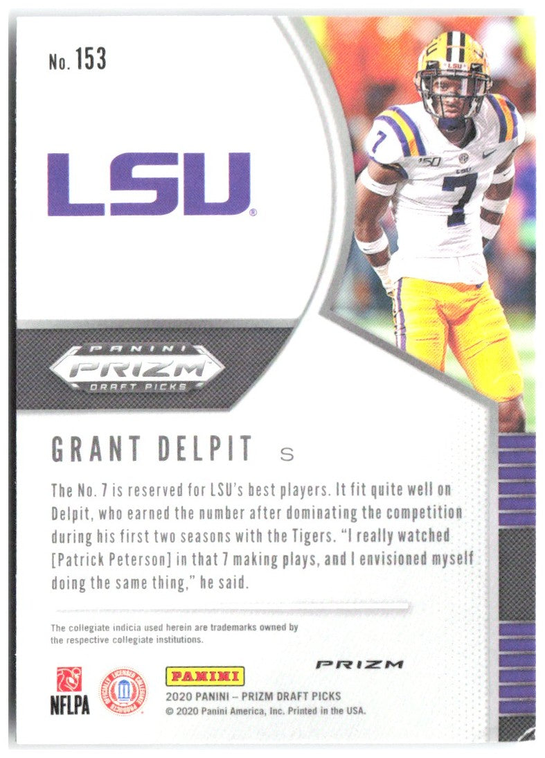 Grant Delpit Panini Prizm Draft Picks - Prizms Silver 153 2020 LSU Tigers