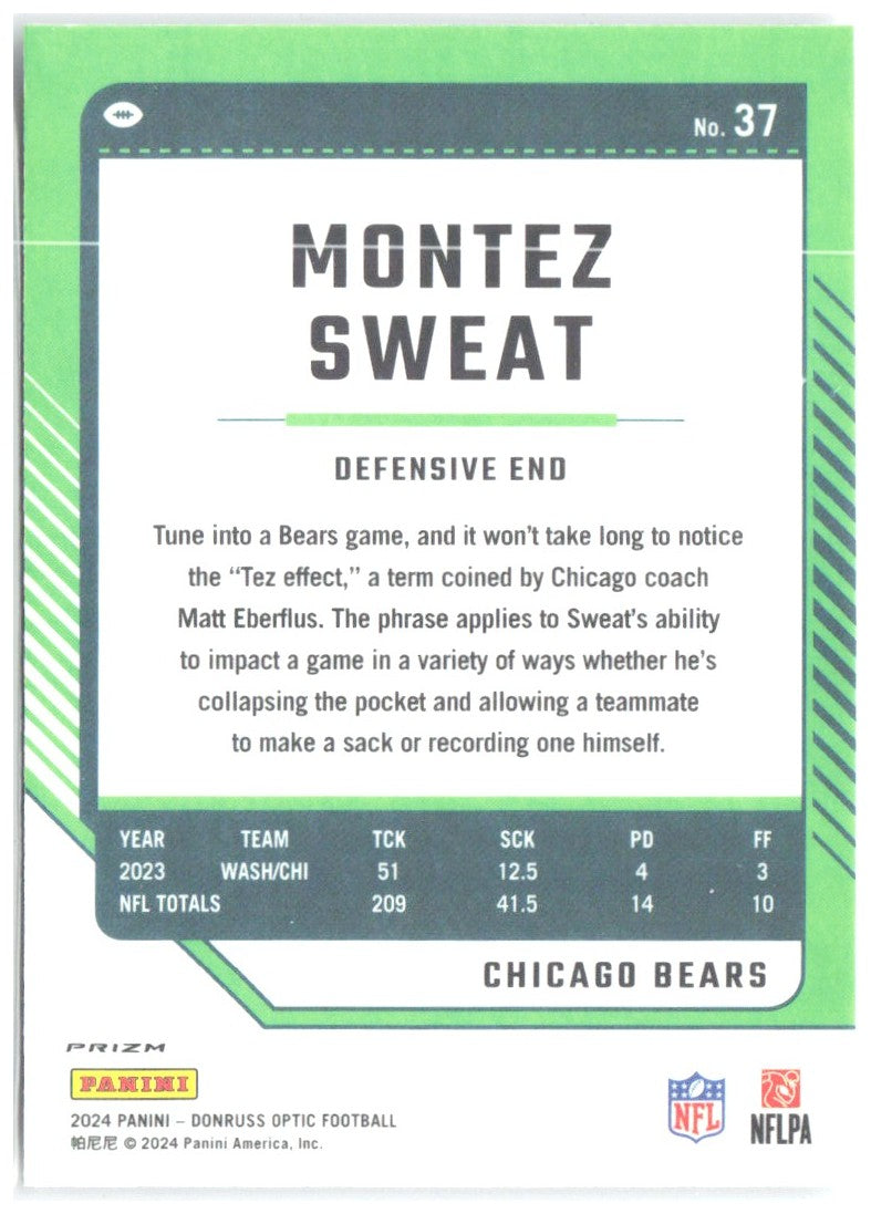 Montez Sweat Donruss Optic - Holo 37 2024 Chicago Bears