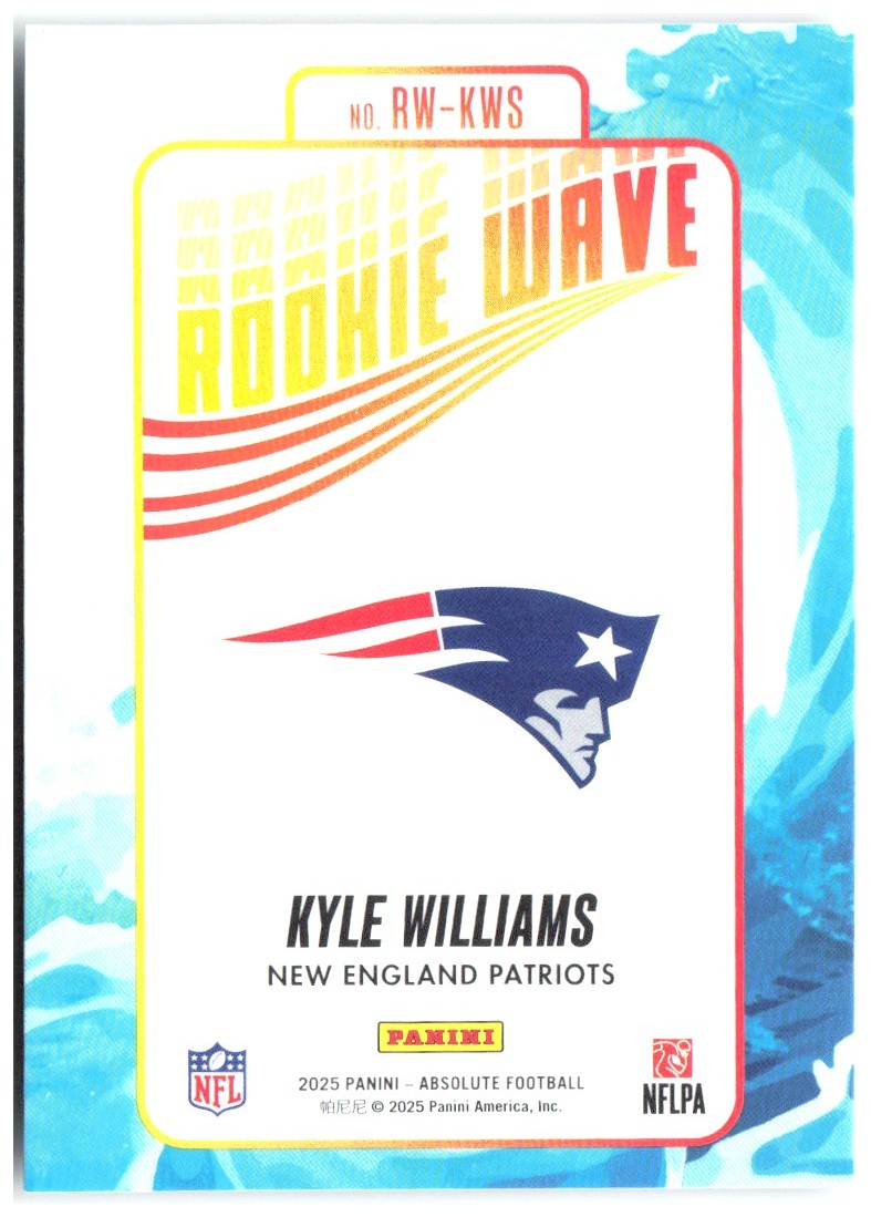 Kyle Williams Panini Absolute - Rookie Wave RW-KWS 2025 New England Patriots