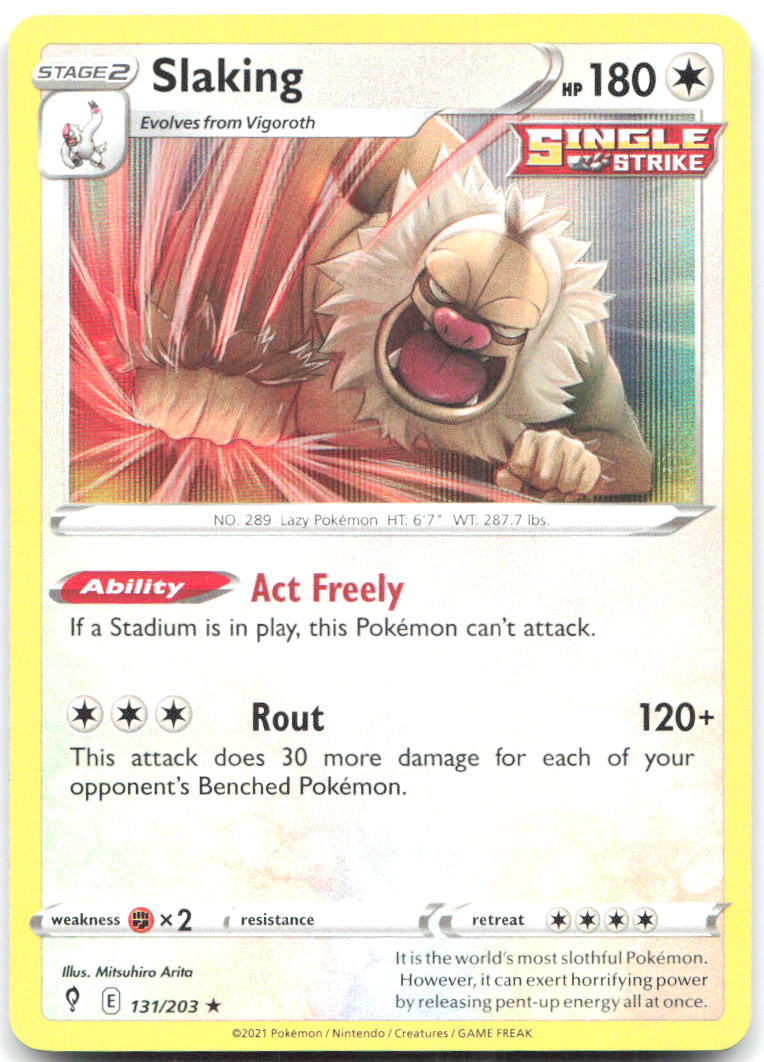 Slaking Holo Rare SWSH07: Evolving Skies 131/203 NM Mitsuhiro Arita