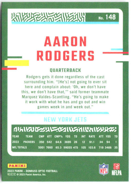 Aaron Rodgers Donruss Optic 148 2023 New York Jets