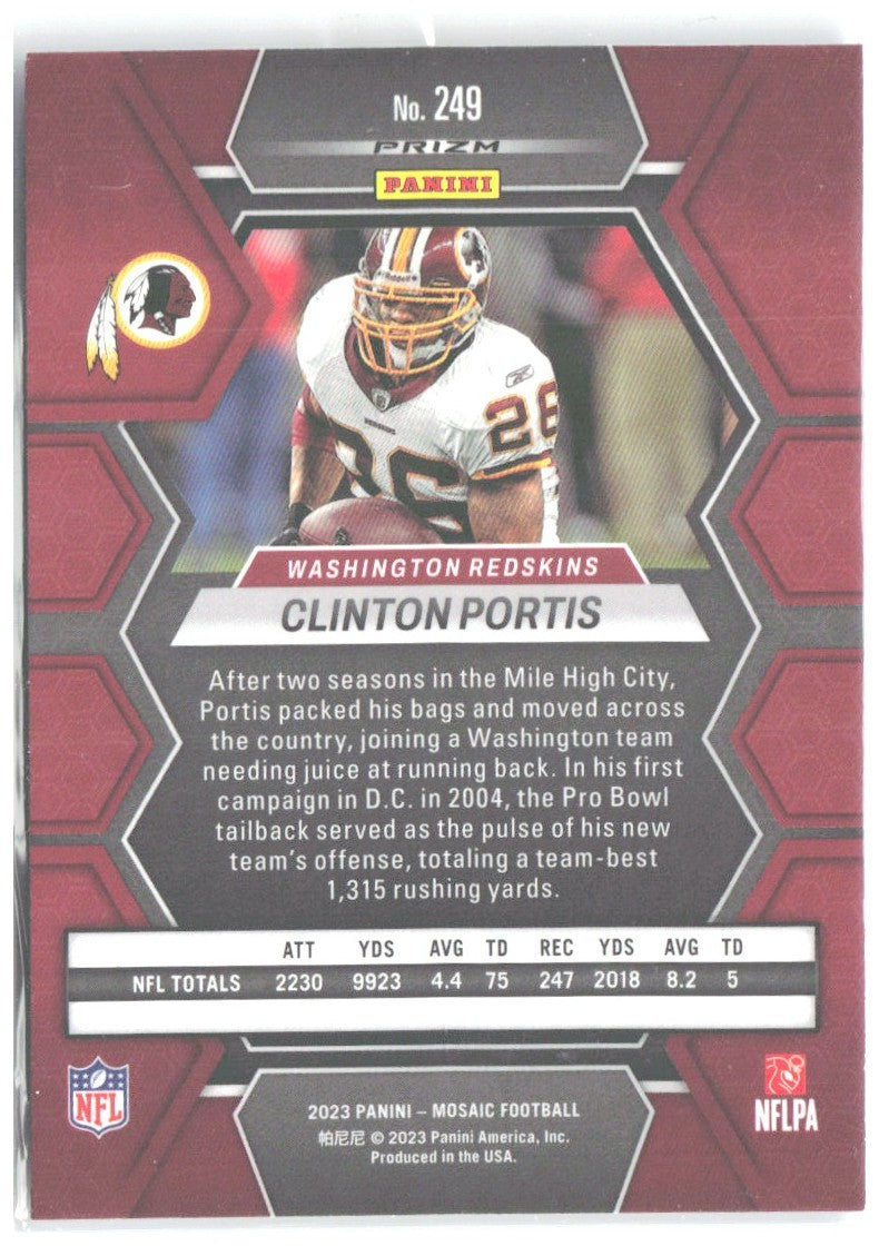 Clinton Portis Panini Mosaic - Reactive Blue Mosaic 249 2023 Washington Redskins