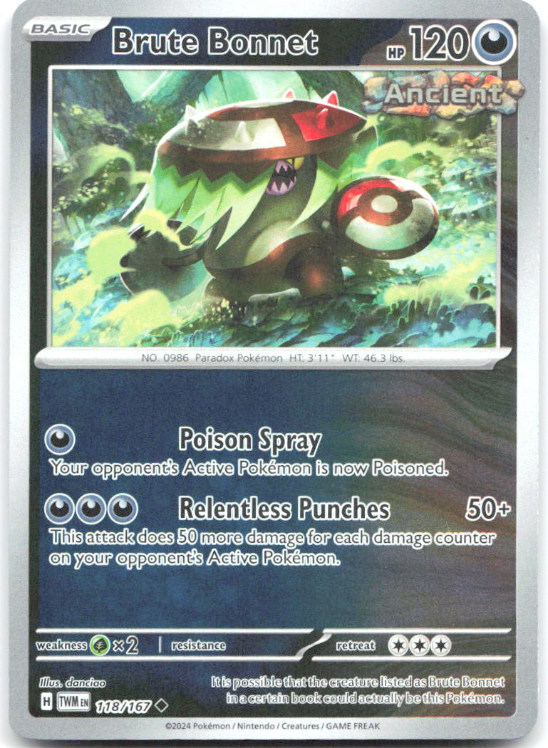 Brute Bonnet Reverse Holo Uncommon SV06 Twilight Masquerade 118/167 NM donciao