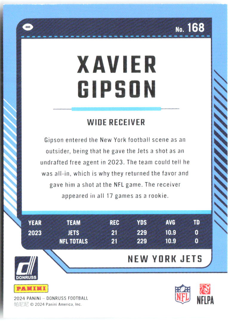 Xavier Gipson Donruss 168 2024 New York Jets