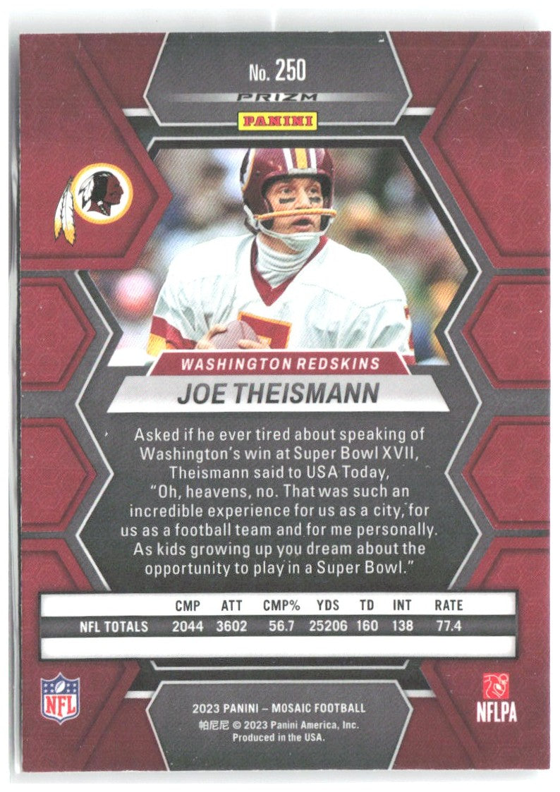 Joe Theismann Panini Mosaic - Mosaic 250 2023 Washington Redskins