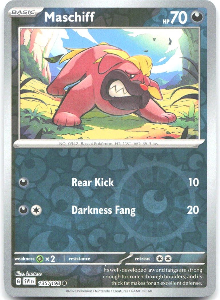 Maschiff Reverse Holo Common SV01 Scarlet & Violet Base Set 135/198 NM
