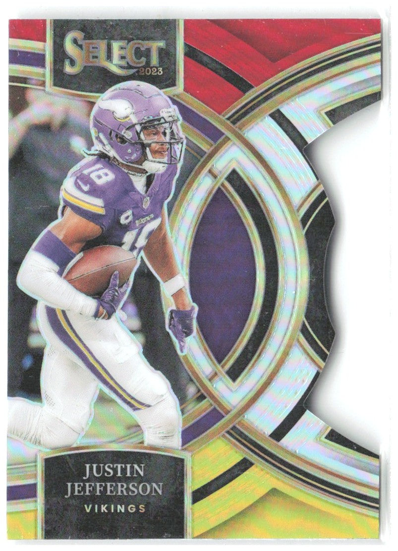 Justin Jefferson Panini Select - Red and Yellow Prizms Die Cuts 175 2023 Vikings