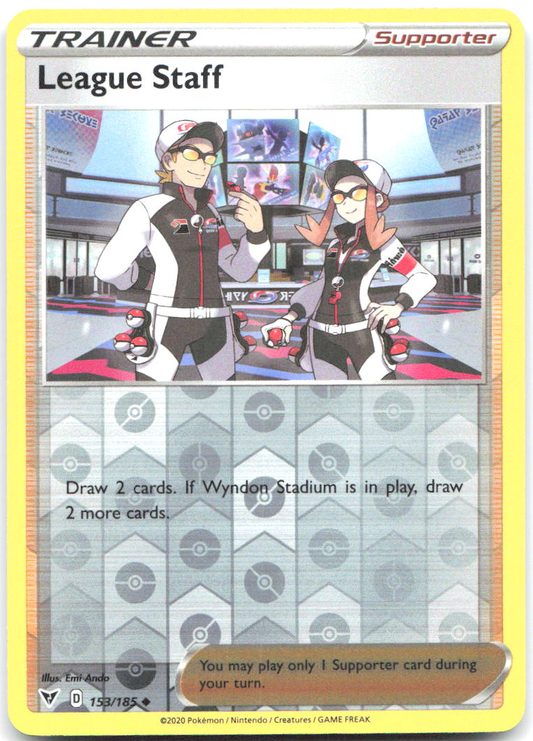 League Staff Reverse Holo Uncommon SWSH04 Vivid Voltage 153/185 NM Emi Ando