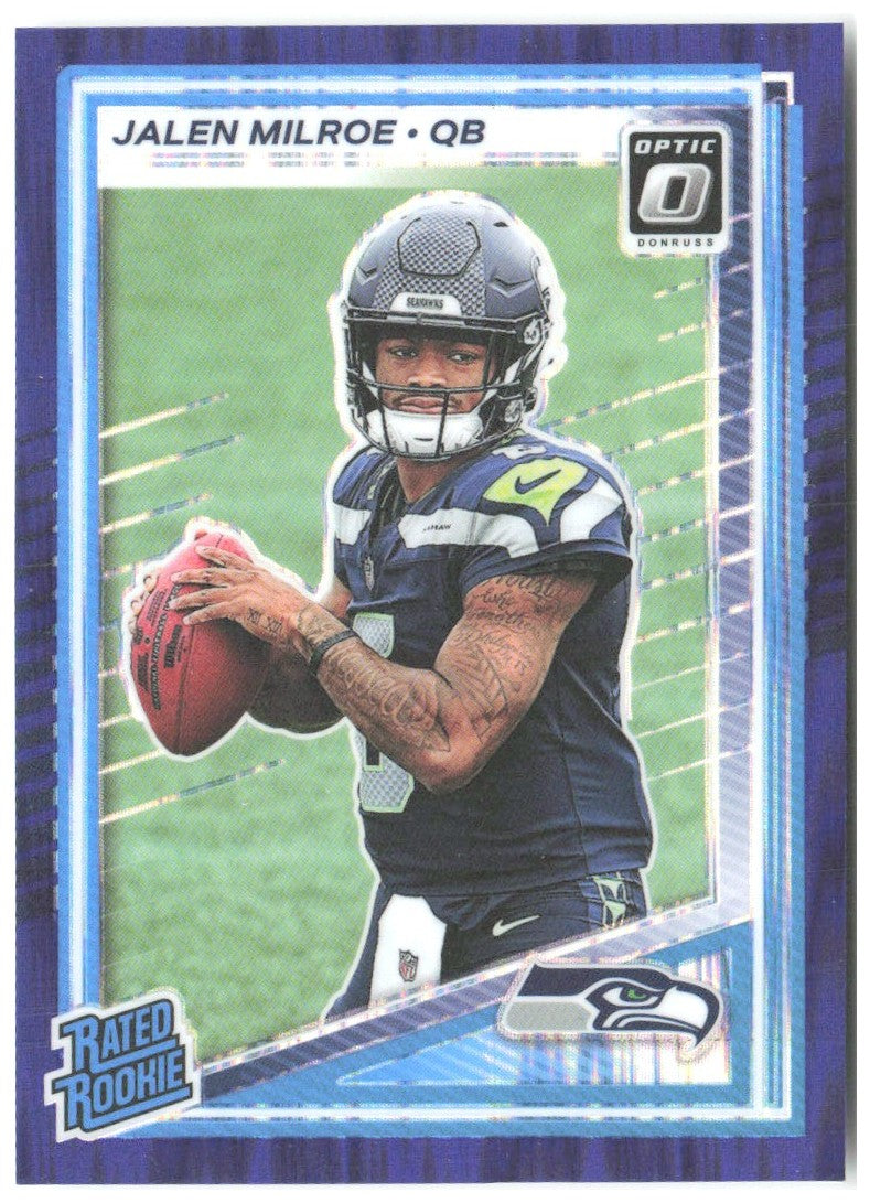 Jalen Milroe Donruss Optic - Purple Shock 253 2025 Seattle Seahawks