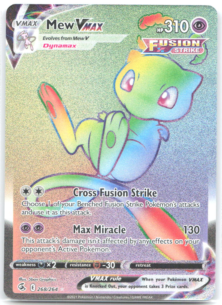 Mew VMAX Secret Holo Secret Rare SWSH08 Fusion Strike 268/264 NM 5ban Graphics