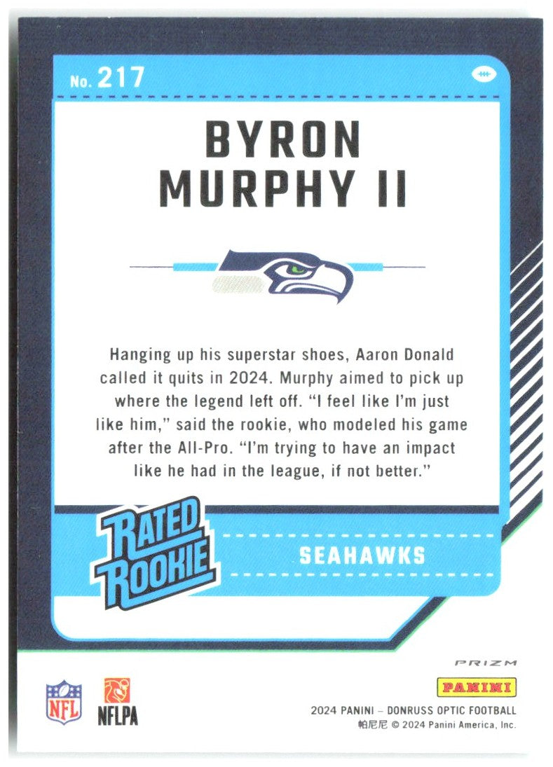 Byron Murphy II Donruss Optic - Green Hyper 217 2024 Seattle Seahawks