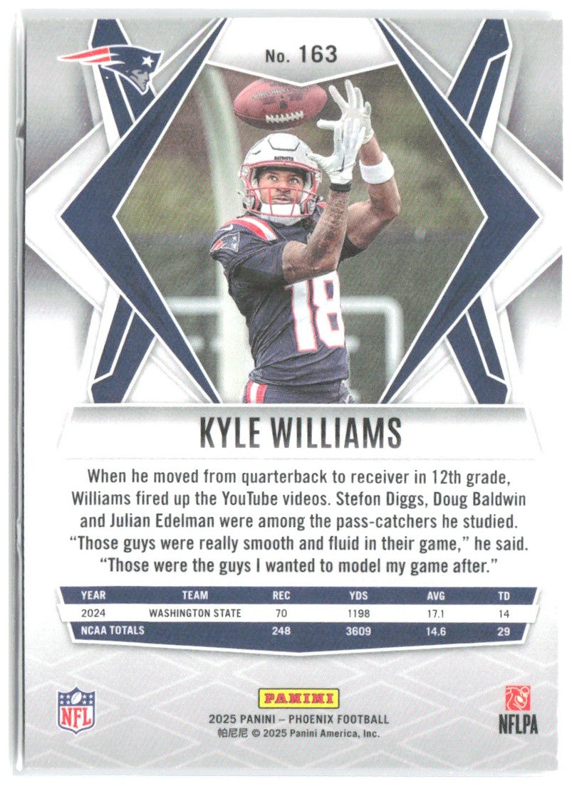 Kyle Williams Panini Phoenix - Silver Prizm 163 2025 New England Patriots
