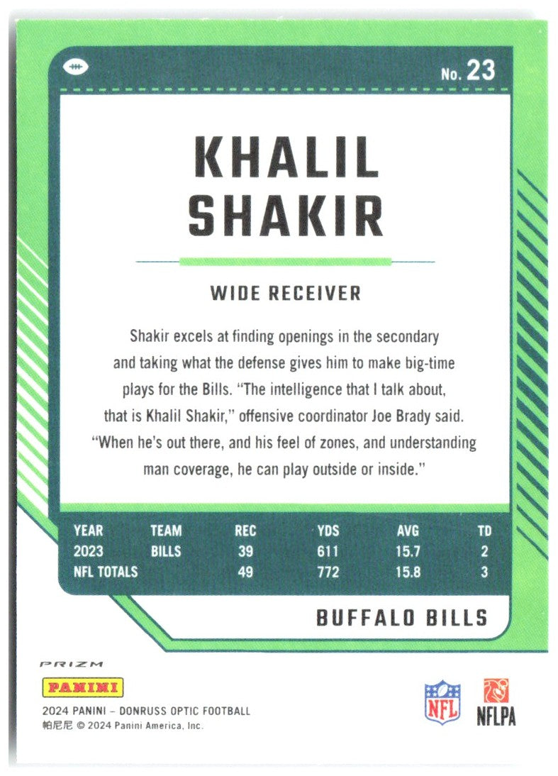Khalil Shakir Donruss Optic - Holo 23 2024 Buffalo Bills