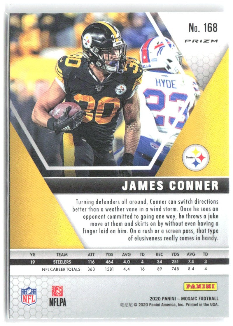 James Conner Panini Mosaic - Prizm Silver 168 2020 Pittsburgh Steelers