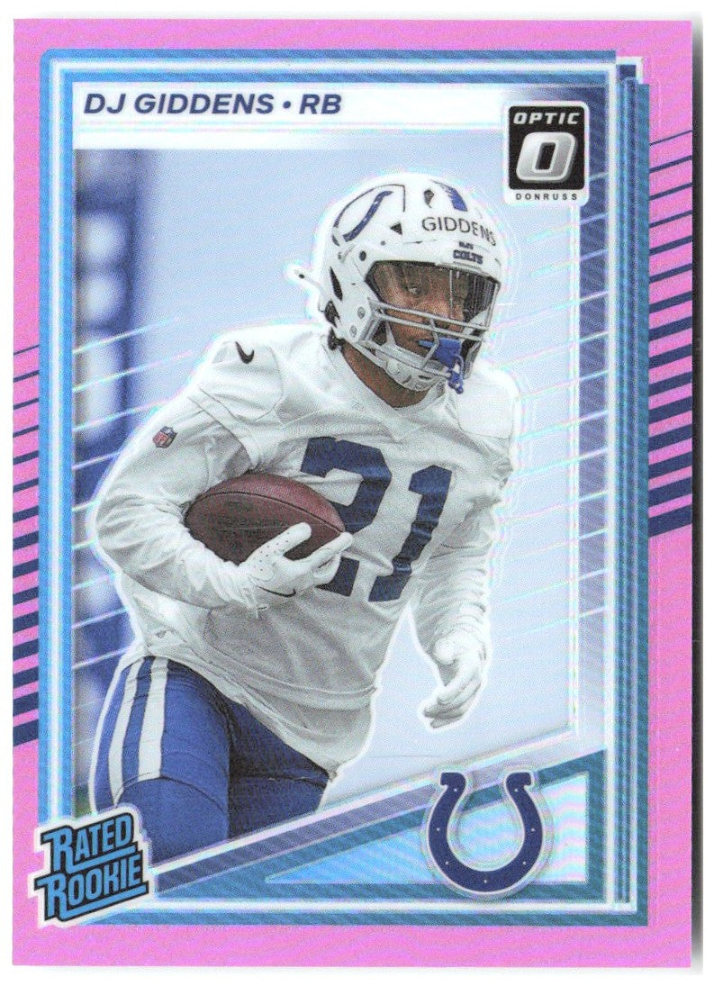 DJ Giddens Donruss Optic Rated Rookies Preview Pink 364 2025 Indianapolis Colts