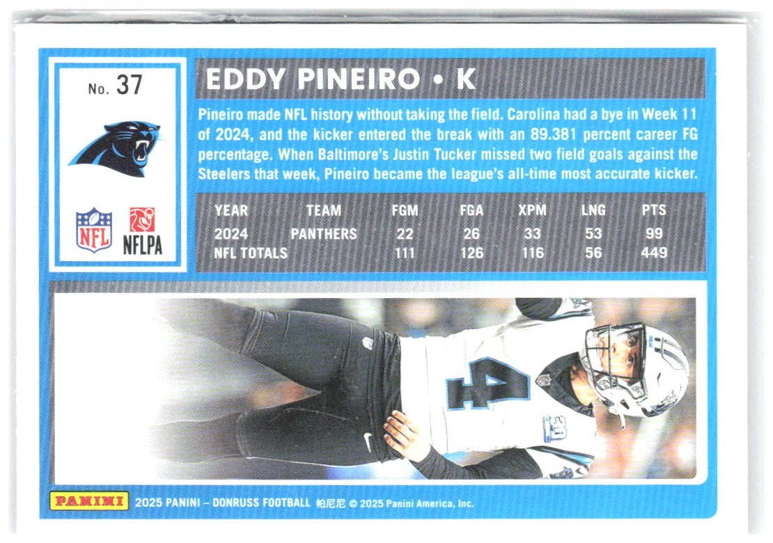 Eddy Pineiro Donruss - Press Proofs Purple 37 2025 Carolina Panthers