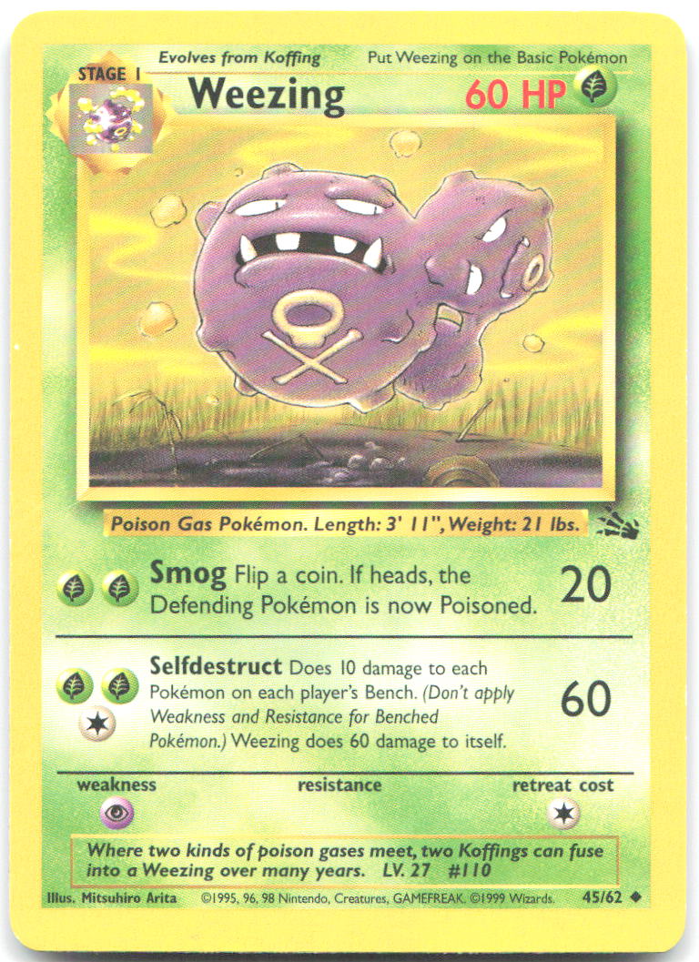 Weezing Unlimited Uncommon Fossil 45/62 LP Mitsuhiro Arita