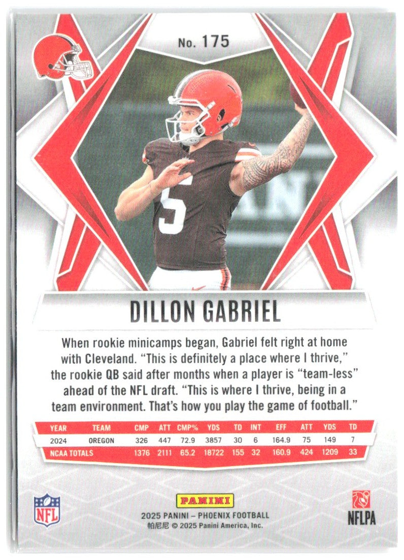 Dillon Gabriel Panini Phoenix - Silver Hyper Prizm 175 2025 Cleveland Browns