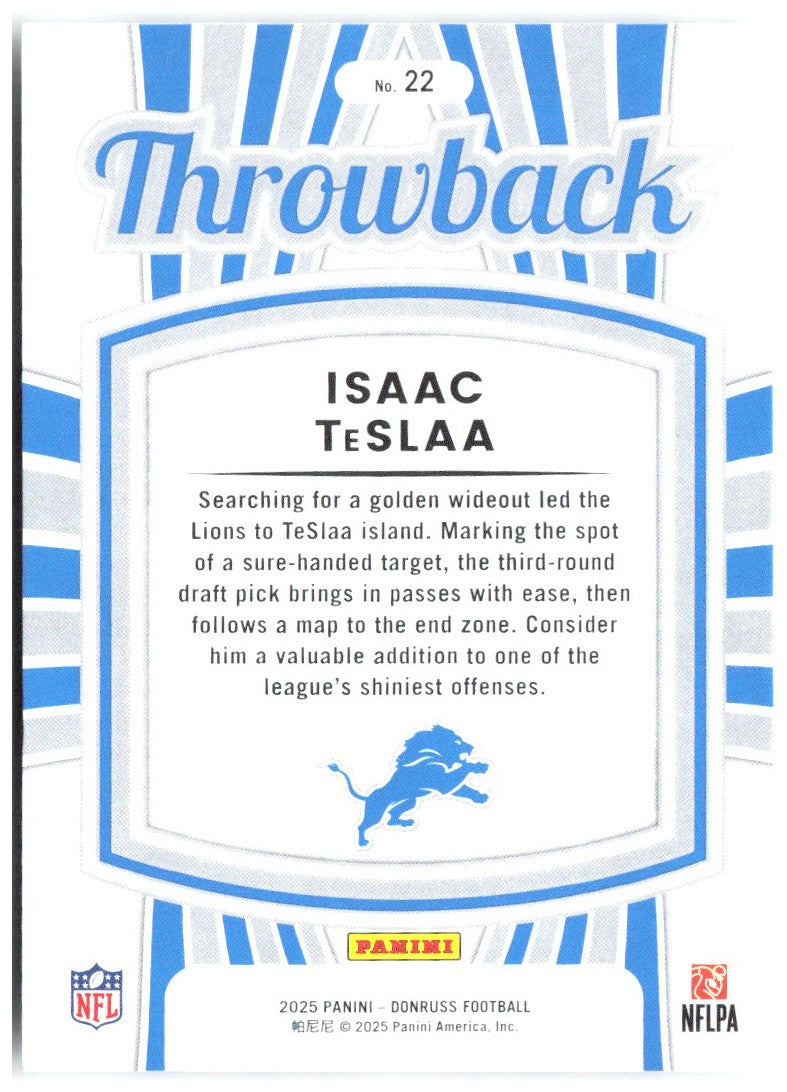 Isaac TeSlaa Donruss - Rated Rookies Throwback 22 2025 Detroit Lions