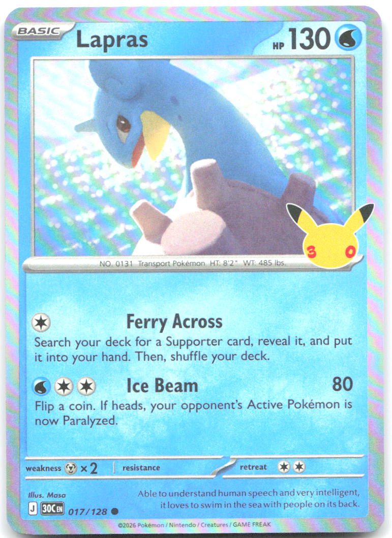 Lapras Holo Common ME 30th Celebration 017/128 NM Masa