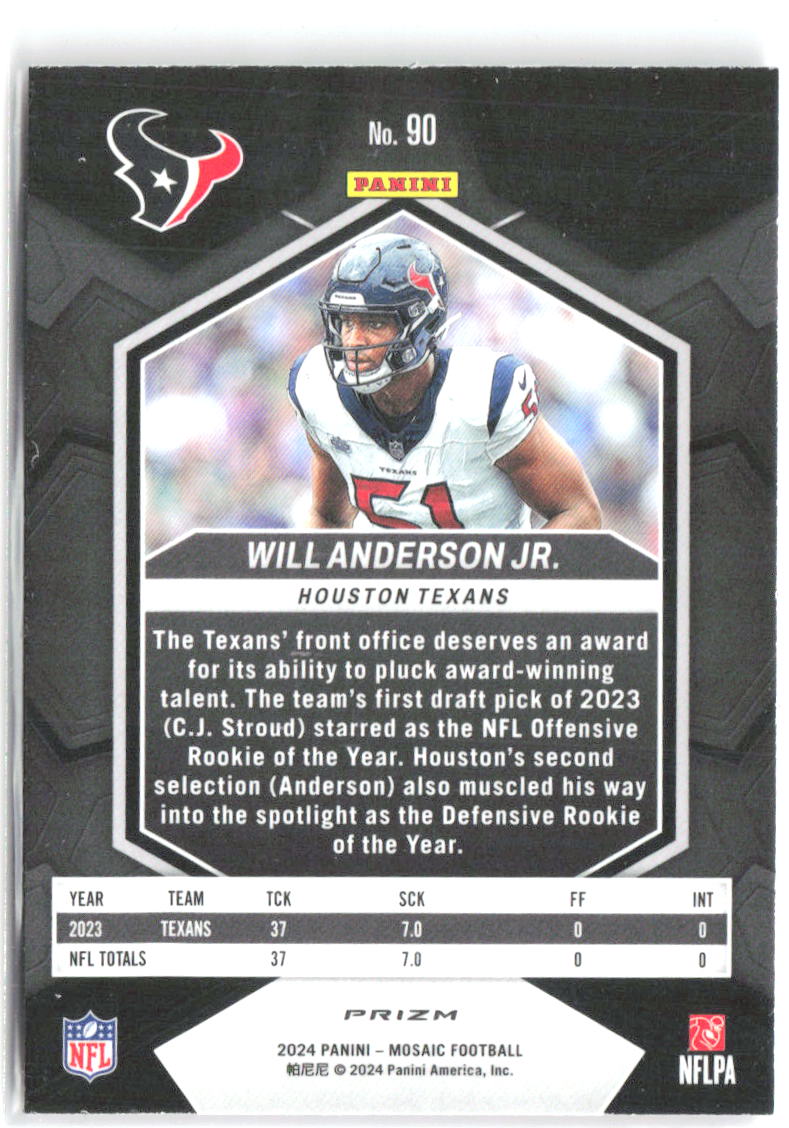 Will Anderson Jr. Panini Mosaic - Mosaic Camo Pink 90 2024 Houston Texans