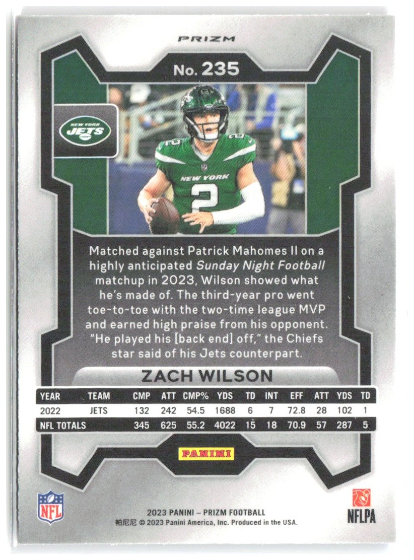 Zach Wilson Panini Prizm - Red White and Blue 235 2023 New York Jets