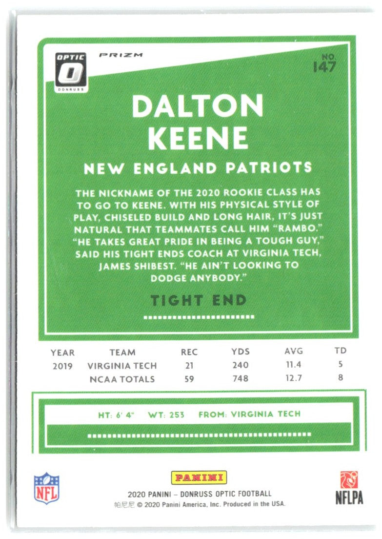 Dalton Keene Donruss Optic - Green Velocity 147 2020 New England Patriots