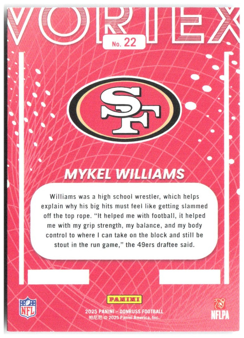 Mykel Williams Donruss - Vortex 22 2025 San Francisco 49ers