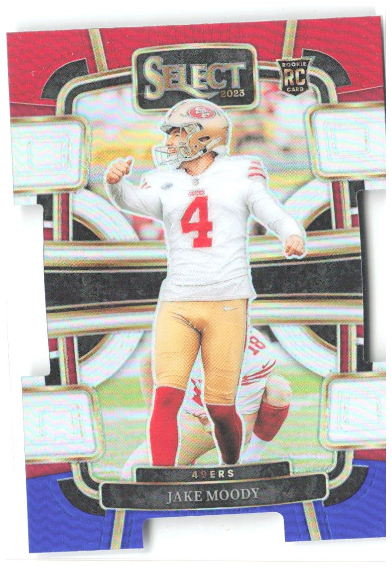Jake Moody Select - Red and Blue Prizms Die Cuts 90 2023 San Francisco 49ers