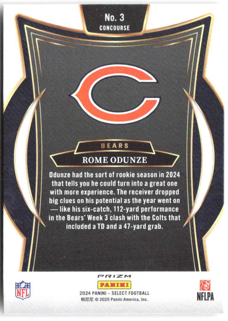 Rome Odunze Panini Select - Red & Yellow Prizm Shock 3 2024 Chicago Bears