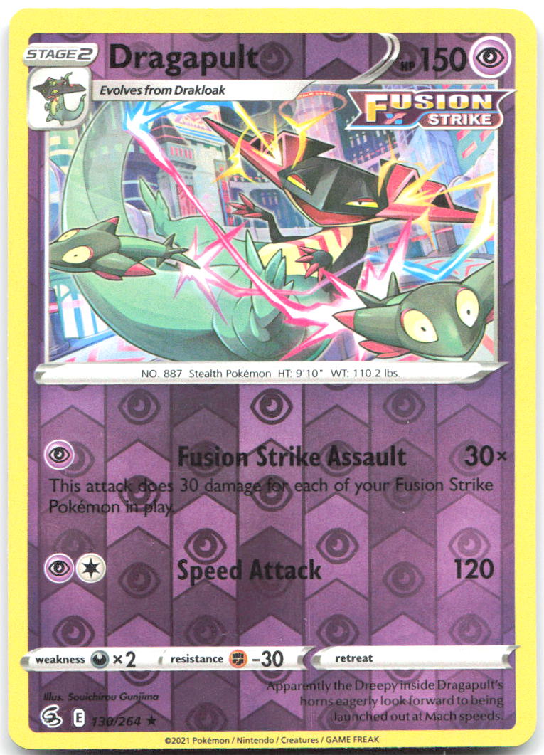 Dragapult Reverse Holo Rare SWSH08 Fusion Strike 130/264 NM Souichirou Gunjima