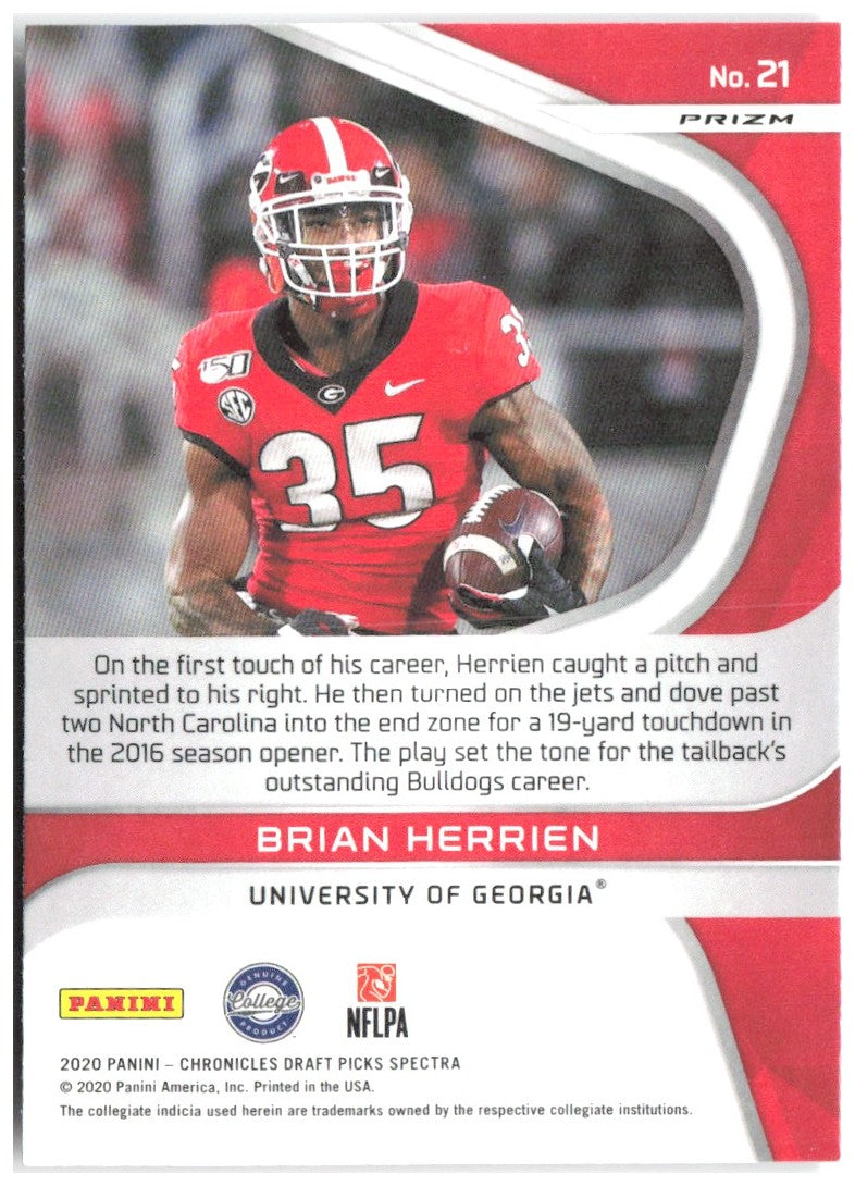 Brian Herrien Chronicles Draft Picks - Spectra Red 21 2020 Georgia Bulldogs