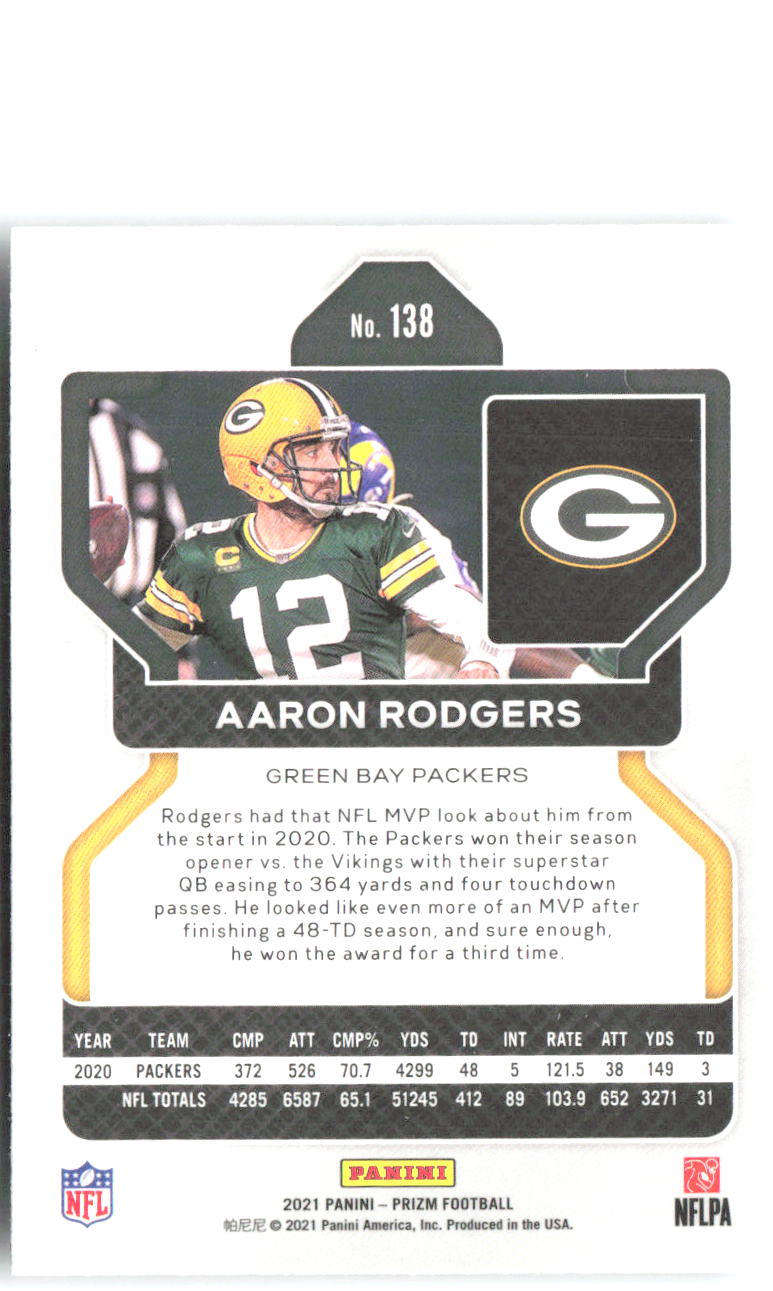 Aaron Rodgers Base Panini Prizm 138 NM