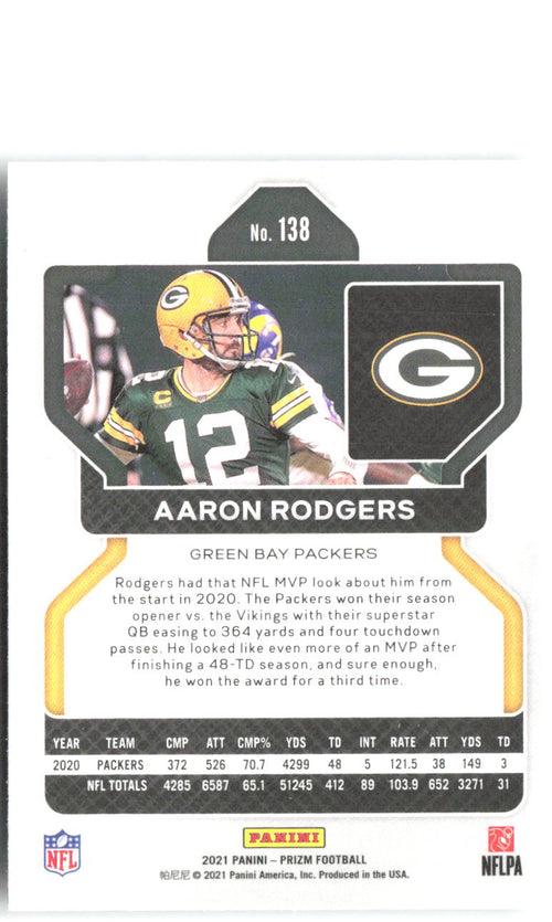 Aaron Rodgers Base Panini Prizm 138 NM