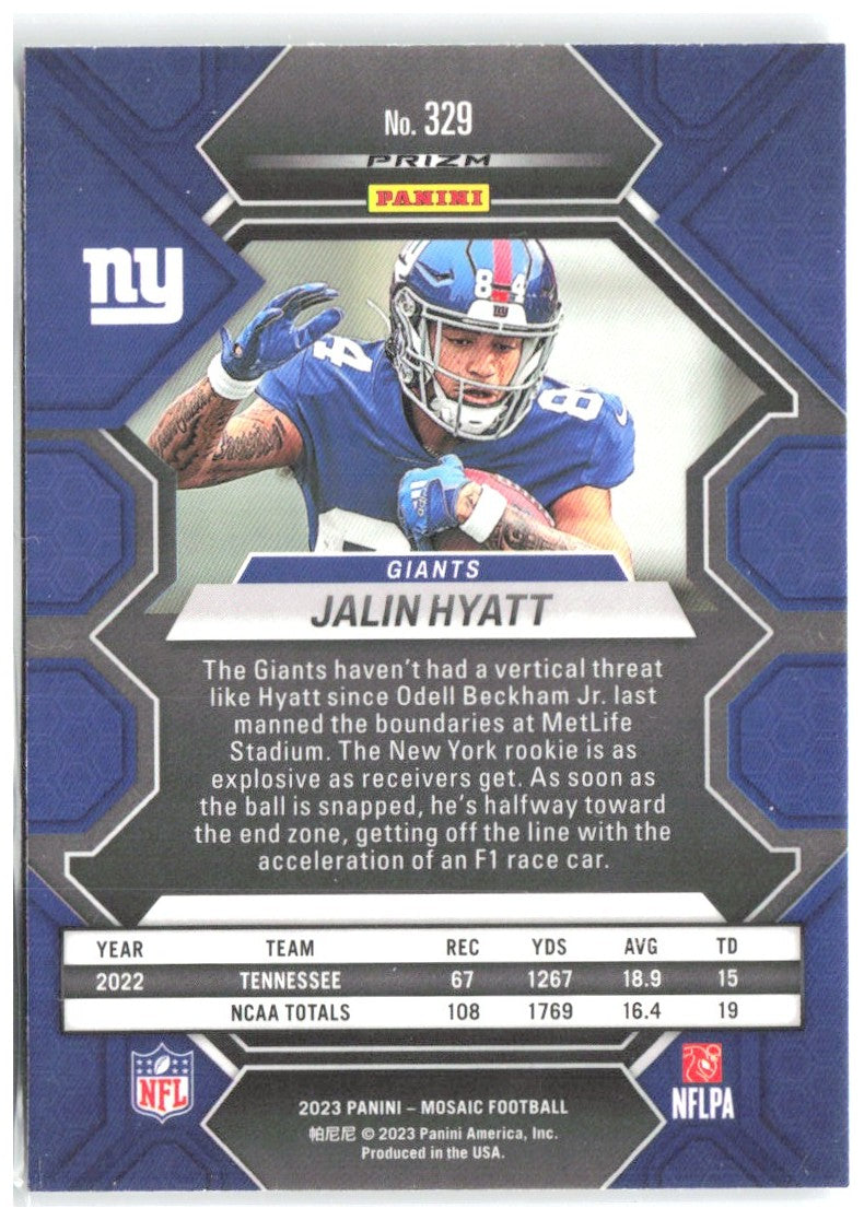Jalin Hyatt Panini Mosaic - Mosaic 329 2023 New York Giants