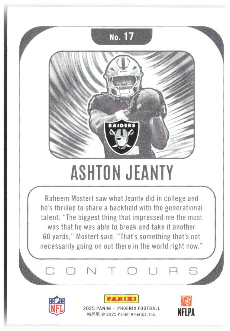 Ashton Jeanty Panini Phoenix - Contours 17 2025 Las Vegas Raiders