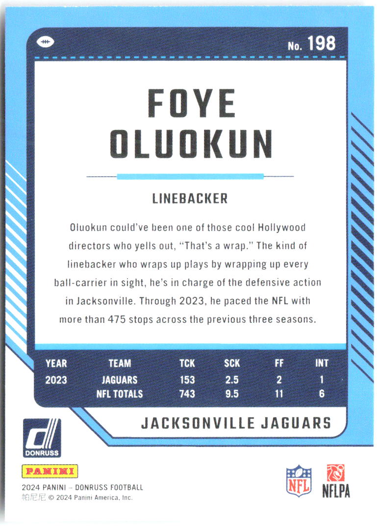 Foye Oluokun Donruss 198 2024 Jacksonville Jaguars
