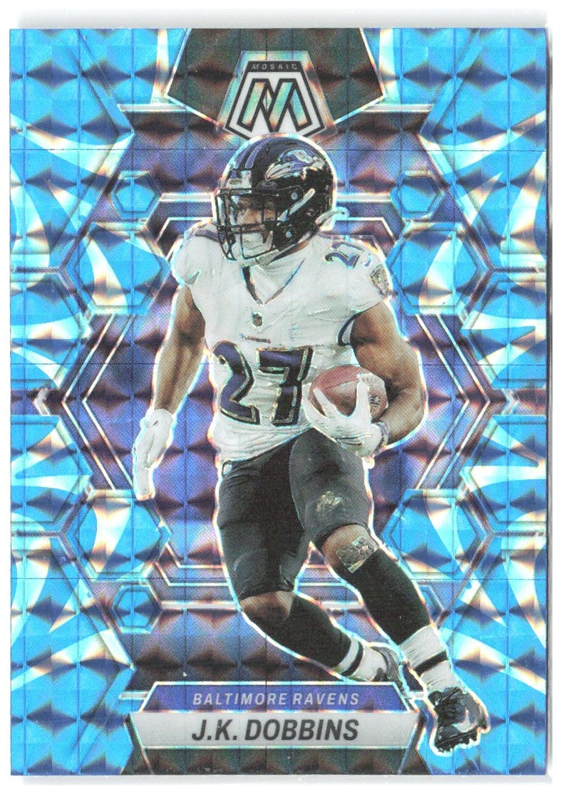 J.K. Dobbins Panini Mosaic - Reactive Blue Mosaic 14 2023 Baltimore Ravens