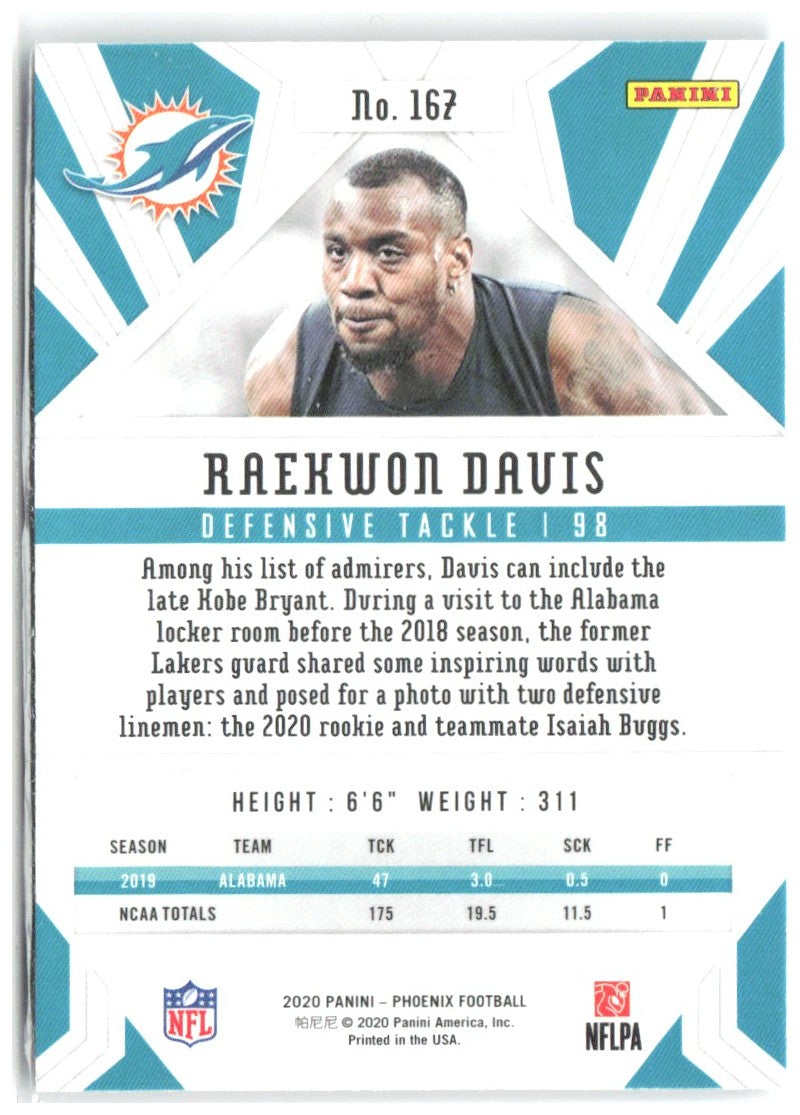 Raekwon Davis Panini Phoenix - Fire Burst 167 2020 Miami Dolphins