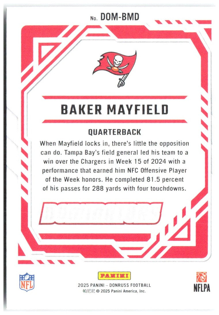 Baker Mayfield Donruss - Dominators DOM-BMD 2025 Tampa Bay Buccaneers