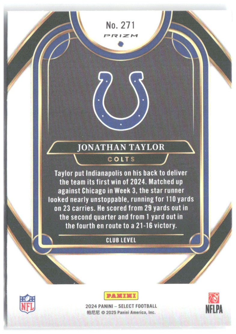 Jonathan Taylor Select - Red & Yellow Prizm Shock 271 2024 Indianapolis Colts